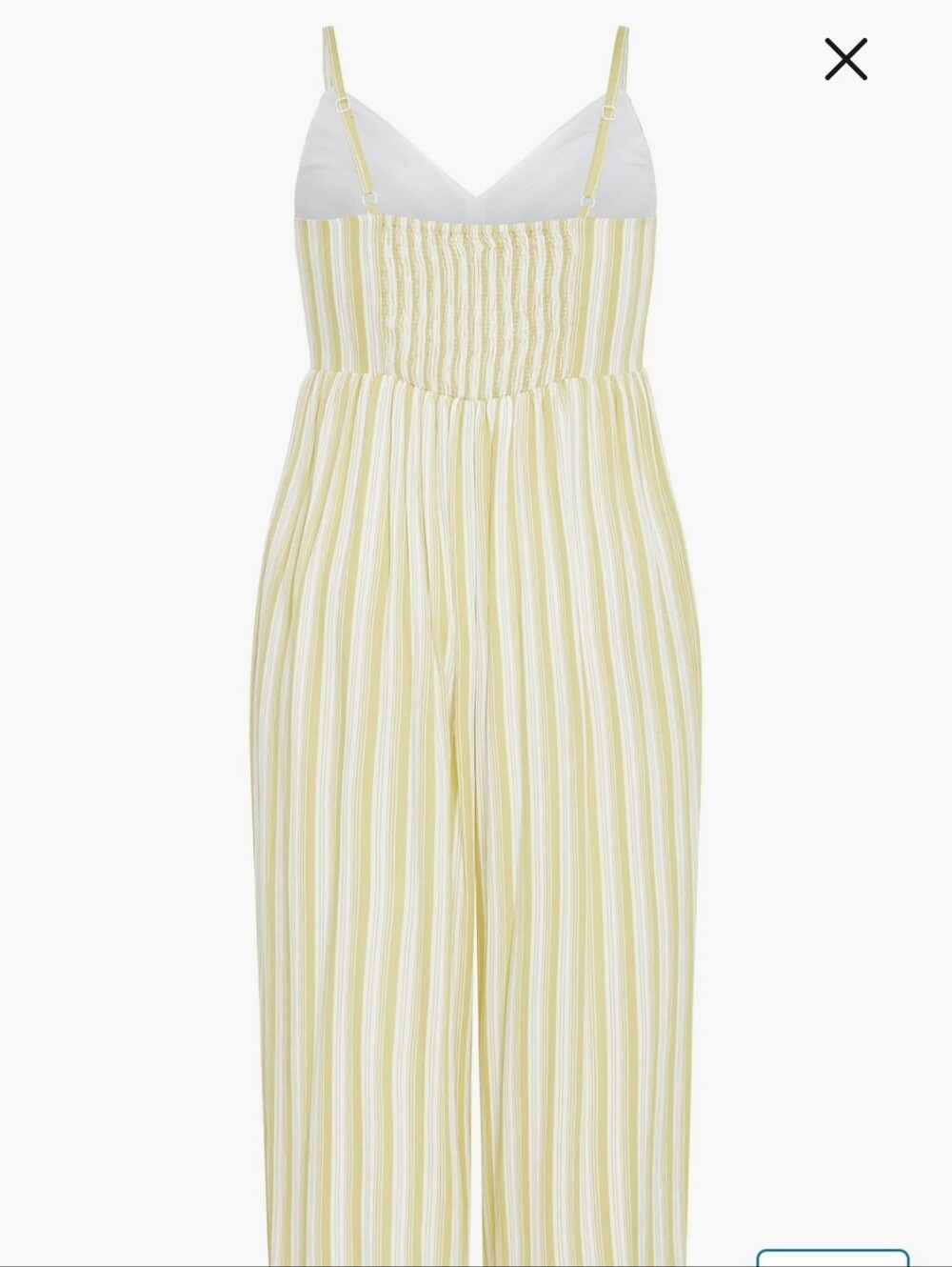 City Chic Yellow & White Striped Smocked Jumpsuit